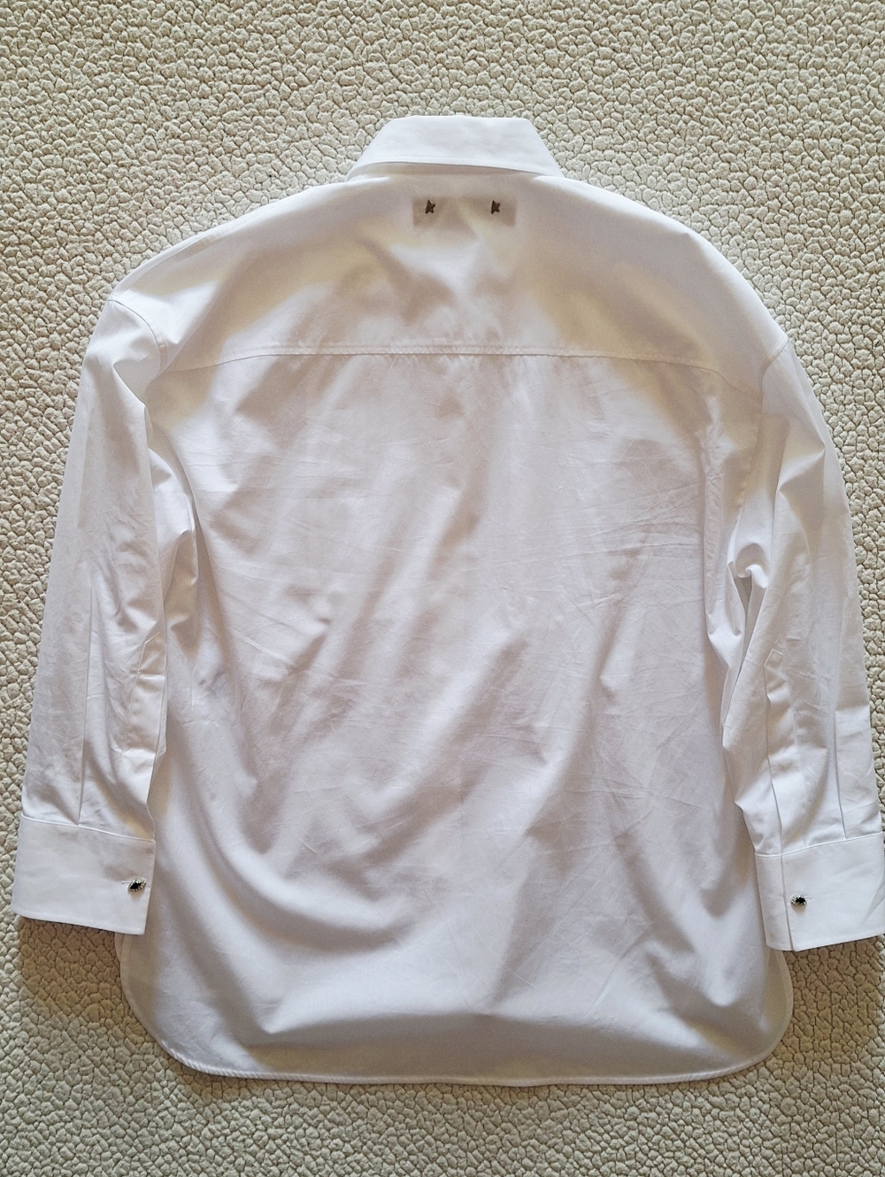 GOLDEN GOOSE Pintuck Bib Oversized Cotton Button-Up Shirt White XS Org $750 - Picture 9 of 16